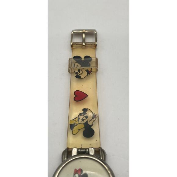 Vintage Disney Mickey Minnie Mouse Watch 27mm Flip Up Cover New Battery - Picture 10 of 16